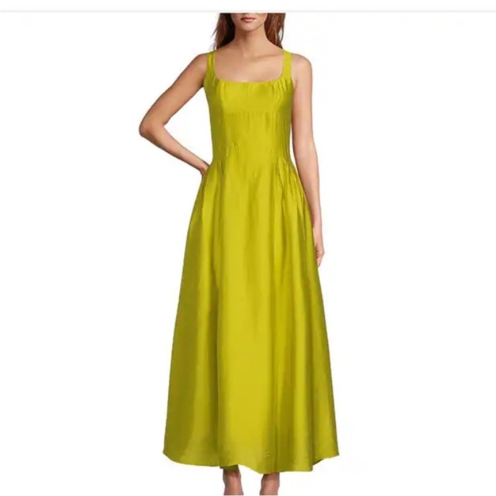 ANTONIO MELANI Lime Green Sleeveless Square-Neck Maxi Dress
